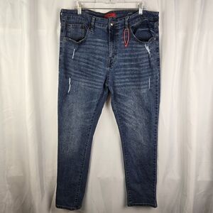MBX Slim Fit Distressed Blue Denim Jeans Mens Size 38x30
